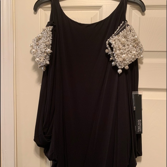 Badgley Mischka dolman top w embellished sleeves - Picture 2 of 8